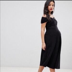 ASOS Maternity Off Shoulder Bardot Midi Dress